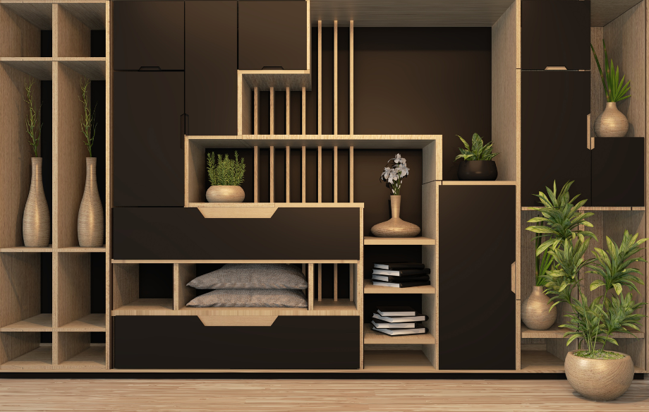 modern style architecture shelving